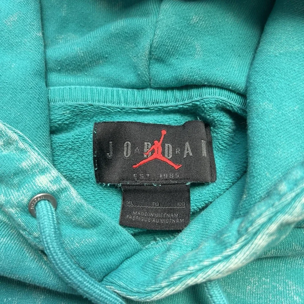 Jordan Hoodie XL Flight Pullover Sweatshirt Jump Man Acid Wash Turquoise
